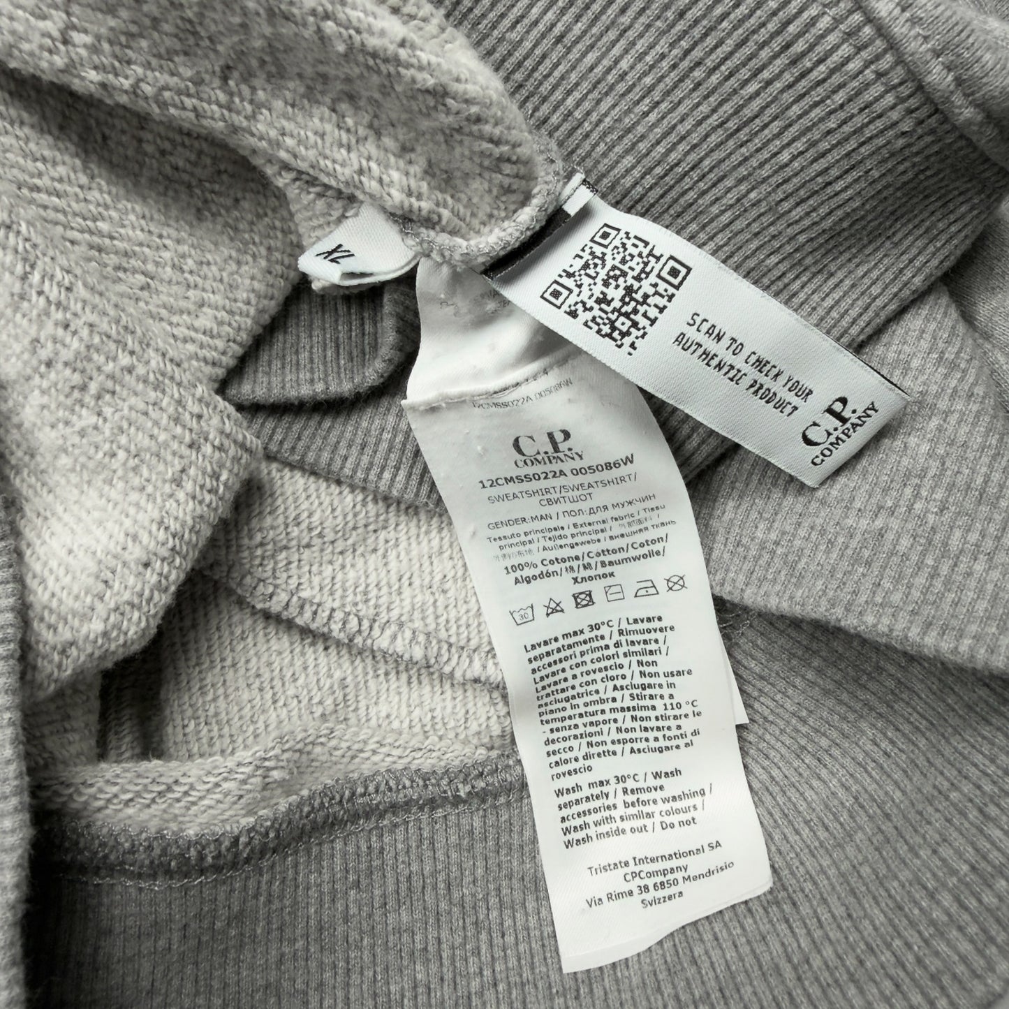 C.P. Company Diagonal Raised Fleece Crewneck Sweater - Grey