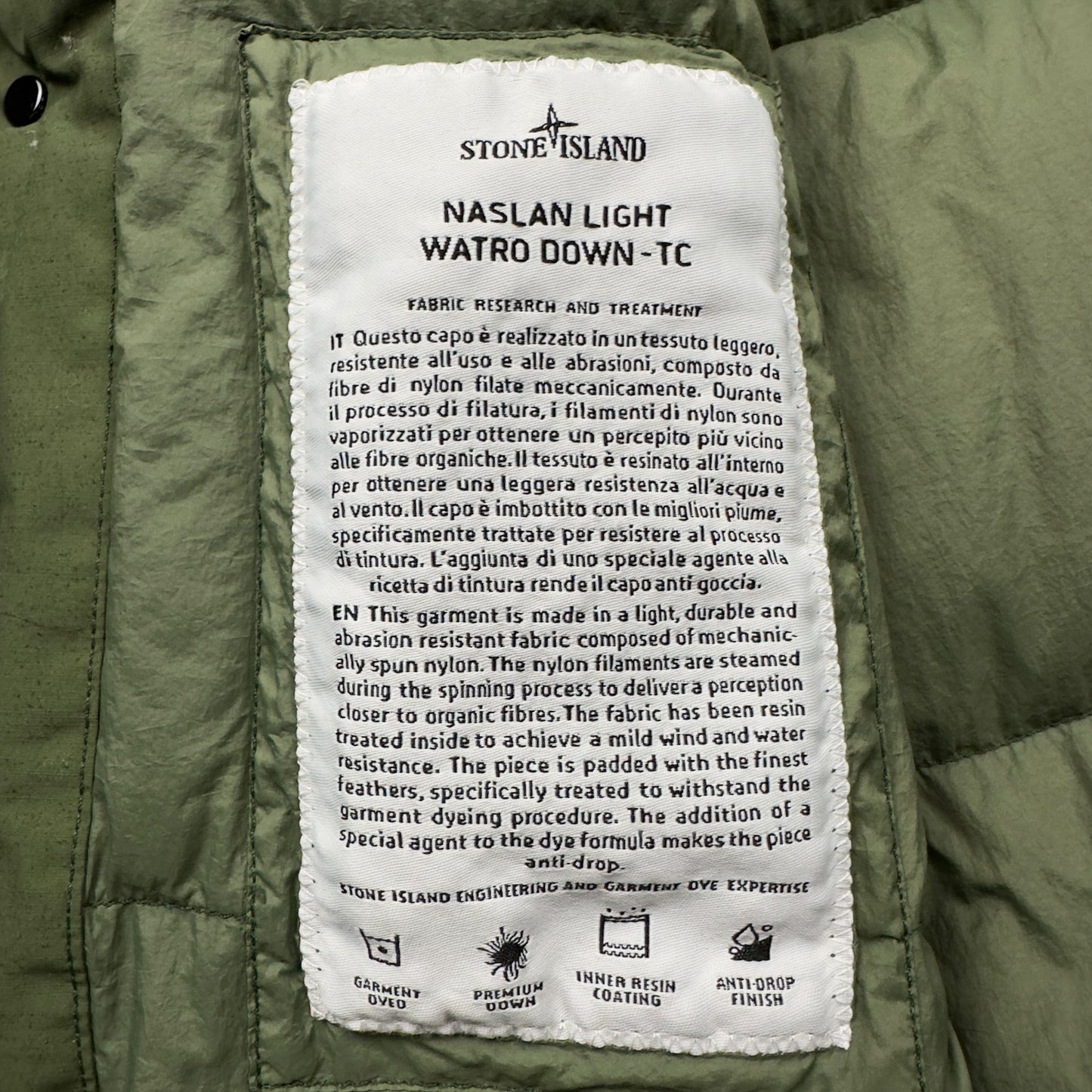 A/W 22 Stone Island Naslan Light Watro Down TC Long Coat