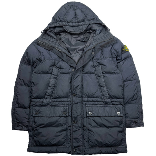 A/W 14 Stone Island Crinkle Reps Down Puffer Parka Jacket - Navy