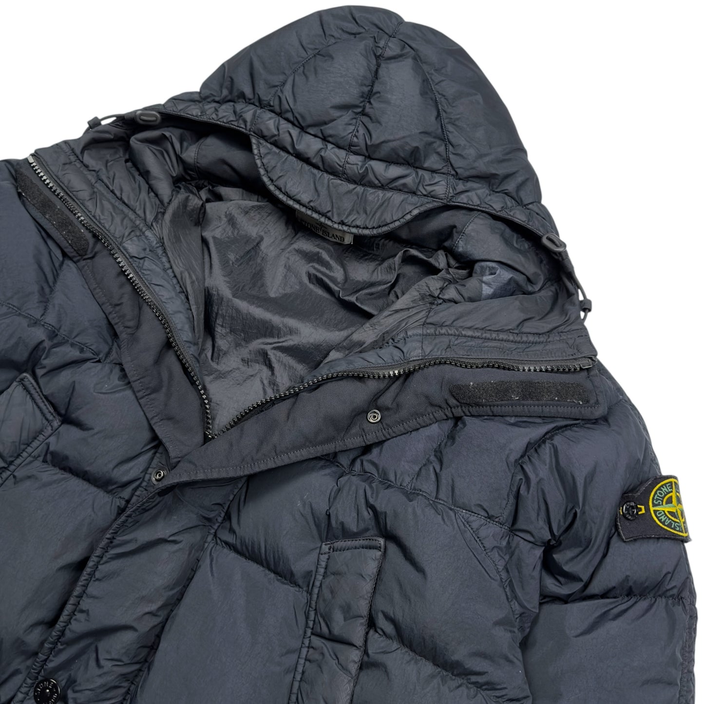 A/W 14 Stone Island Crinkle Reps Down Puffer Parka Jacket - Navy