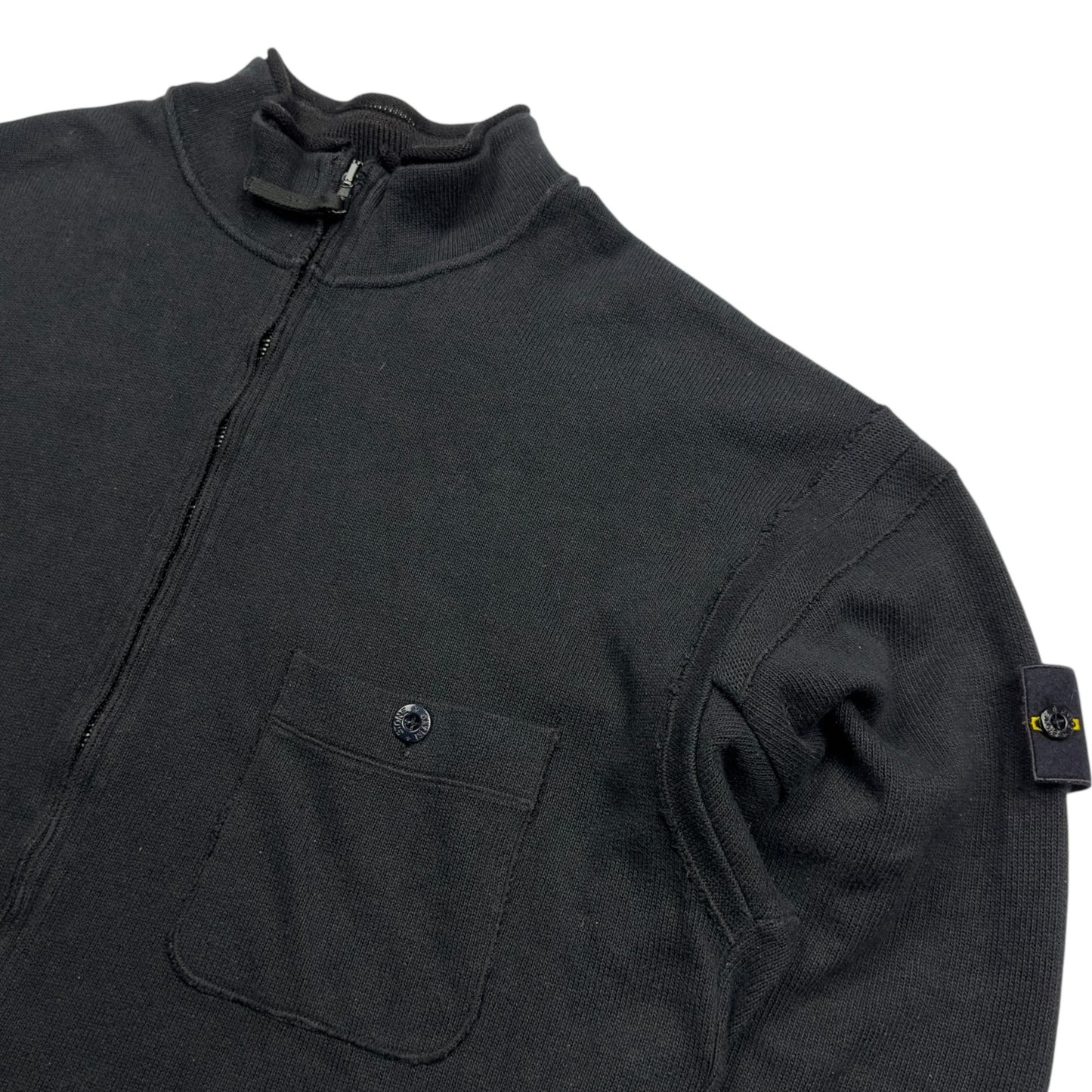 S/S 03 Stone Island Knitted Full Zip Sweater - Black