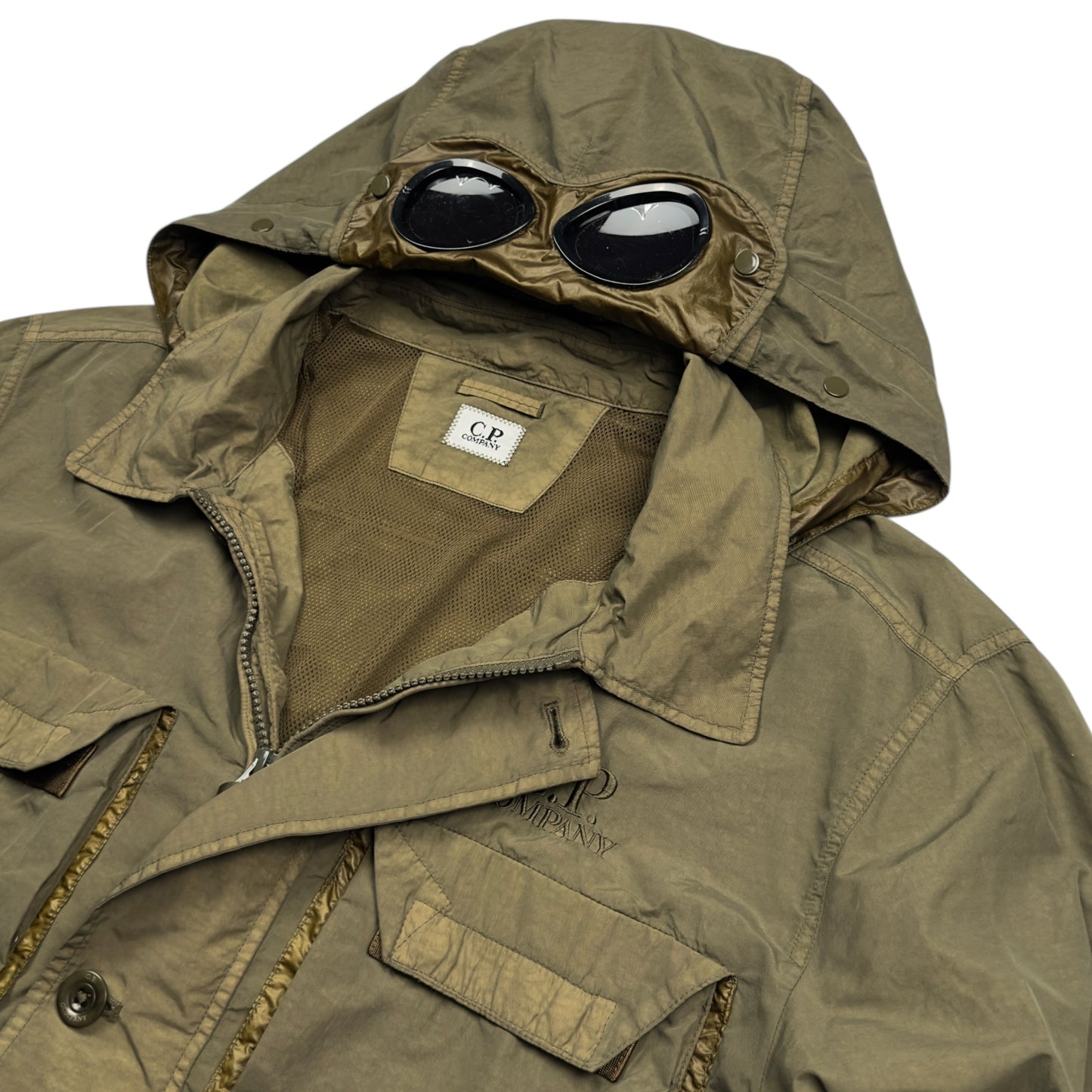 C.P. Company Flatt Nylon Goggle Jacket - Khaki