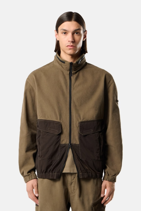 S/S 26 Stone Island Organic Panama Cotton + Nylon Bomber Jacket